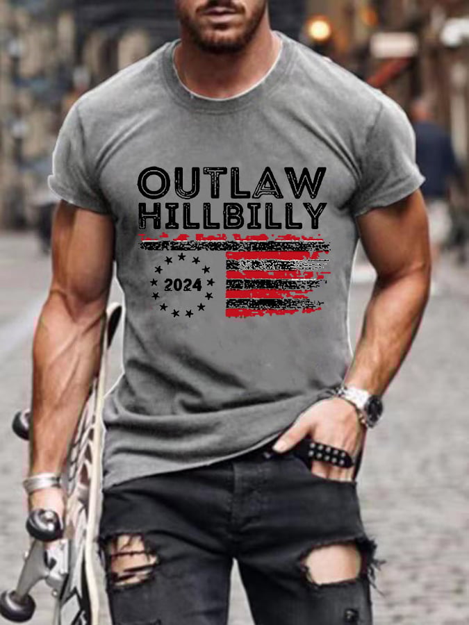 Men's The Outlaw and The Hillbilly Printed Casual T-Shirt