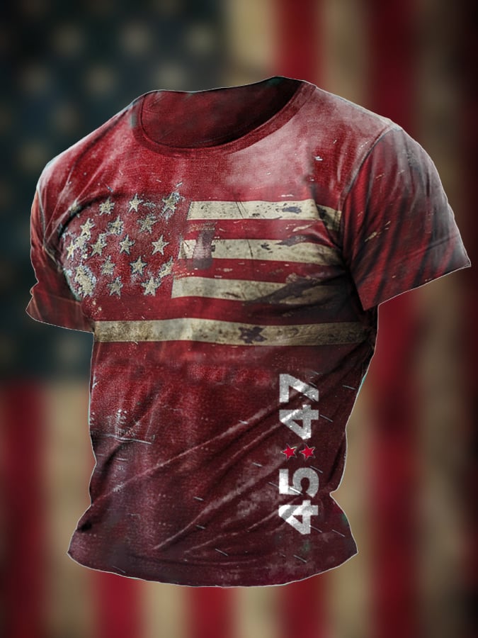 Men's Flag 45-47 Printed Casual T-Shirt