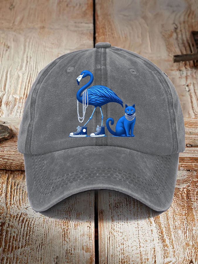 Pearl necklace canvas shoes flamingo & pearl necklace blue cat print casual unisex hat