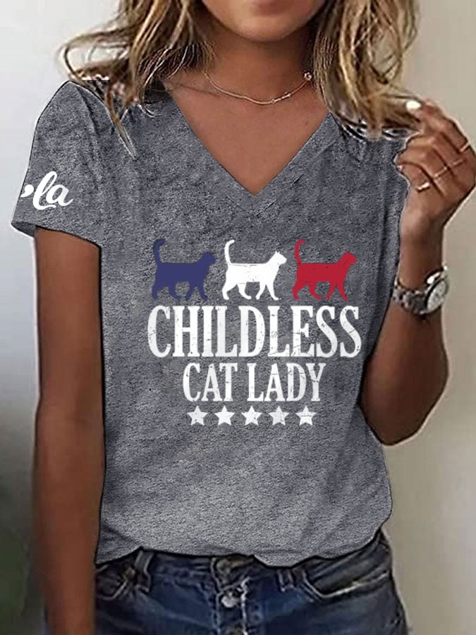Women's Childless Cat Lady V-Neck Tee