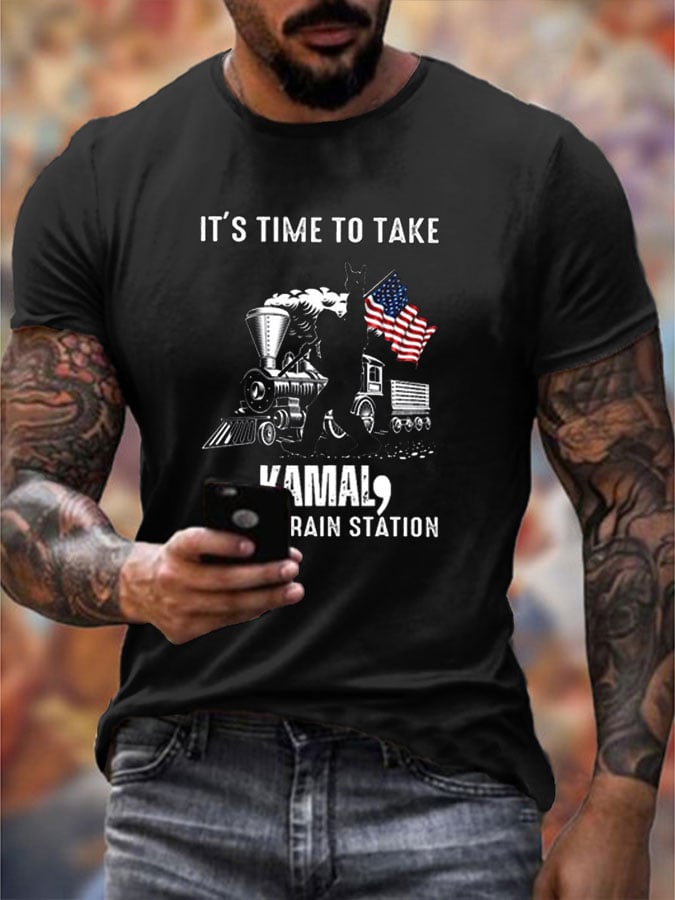 Men's It's Time To Take Comma La To The Train Station Print T-shirt