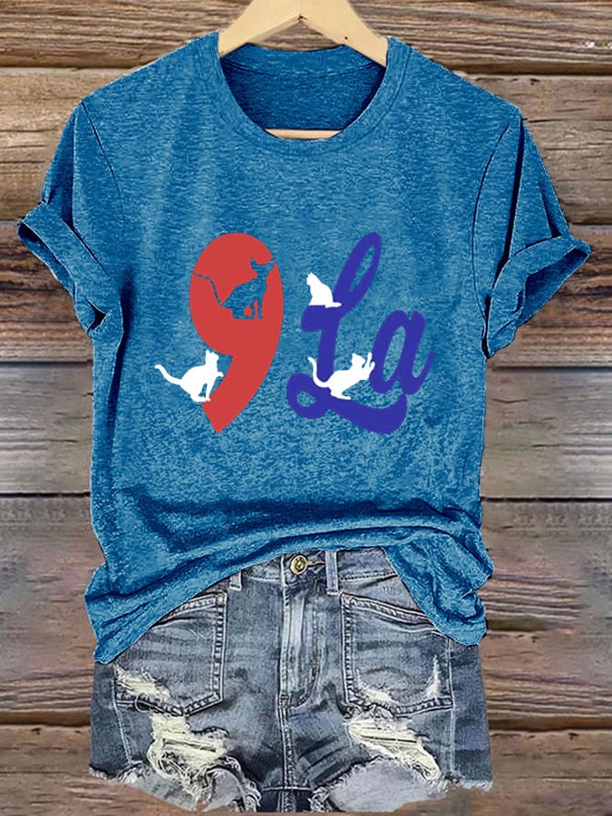 Women's La Cat Printed Short-Sleeved T-Shirt
