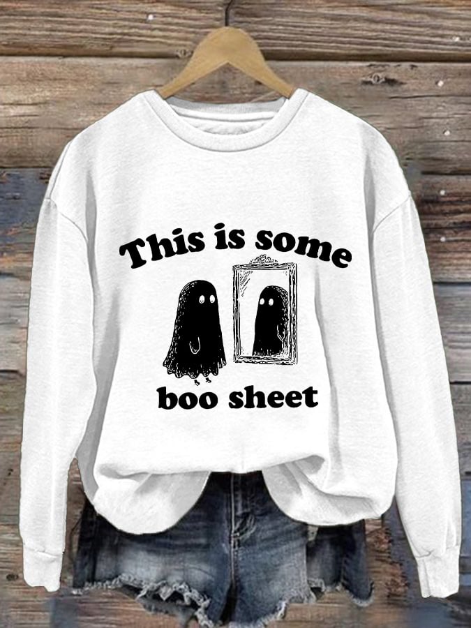 Women's This Is Some Boo Sheet Print Round Neck Sweatshirt