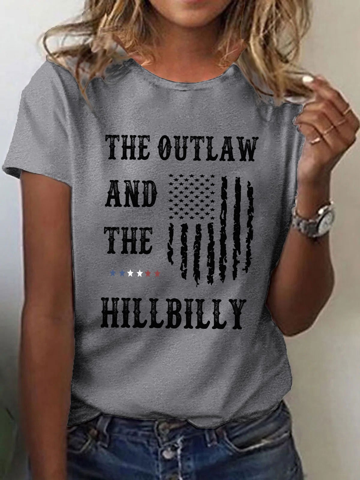 Women's The Outlaw and The Hillbilly Print Crew Neck T-Shirt