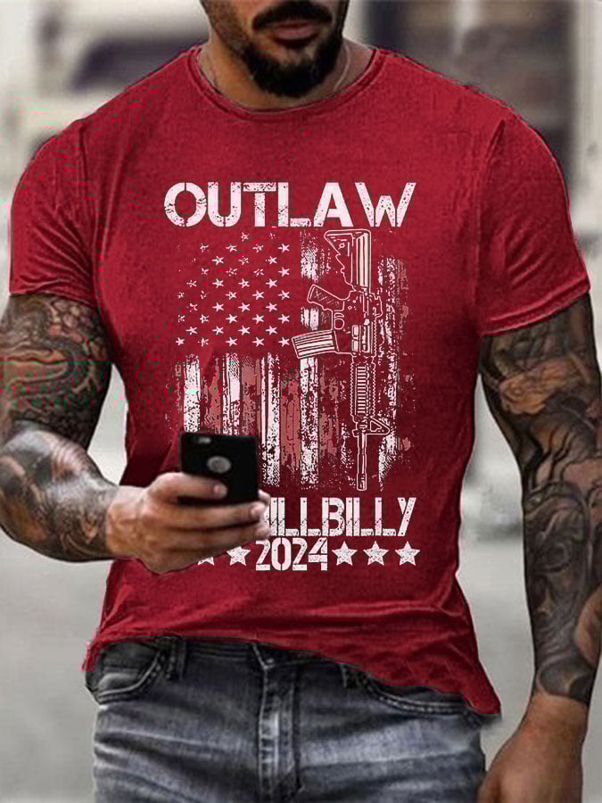Men's Outlaw Hillbilly Printed Casual T-Shirt