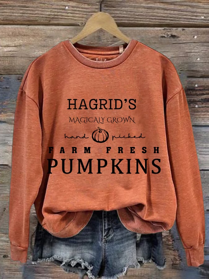 Women's Hagrid's Pumpkins Print Casual Sweatshirt