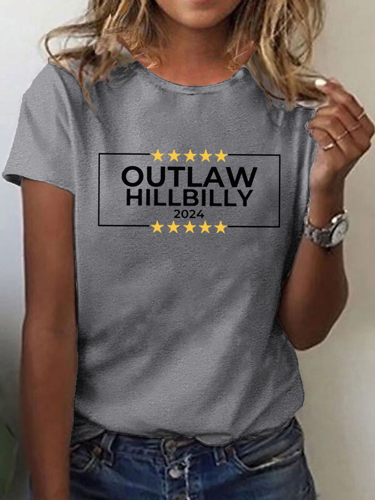 Women's Outlaw Hillbilly Print Crew Neck T-Shirt