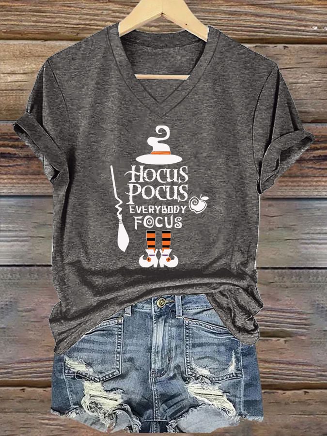 Women's Hocus Pocus Everybody Focus printed casual T-shirt