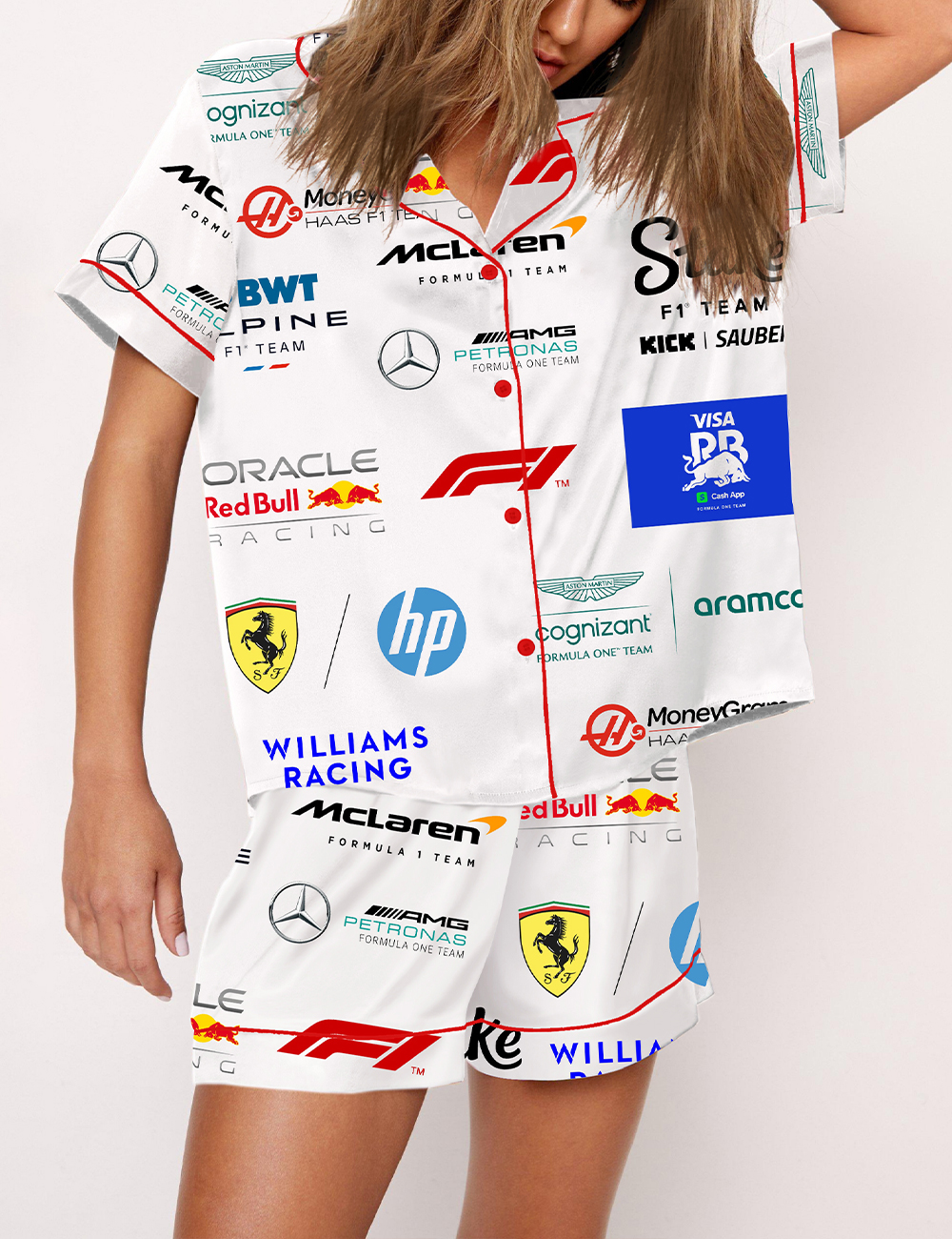 Women's Formula One Teams Logo F1 Racing Logo Print Pajama Set