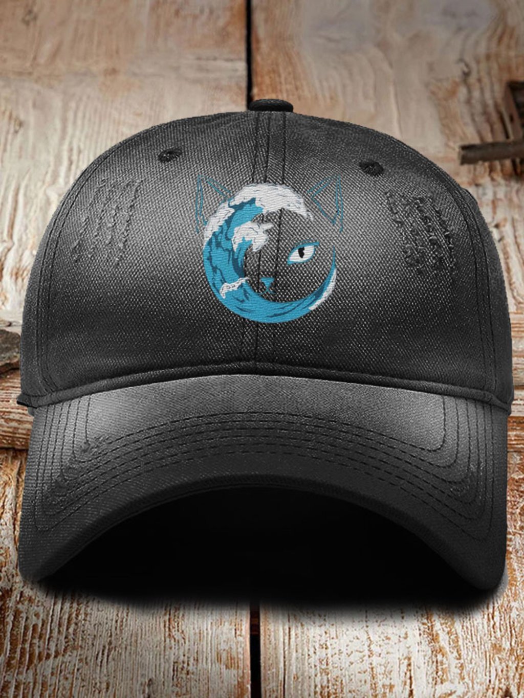 Unisex Blue Wave&Cat Printed Hat