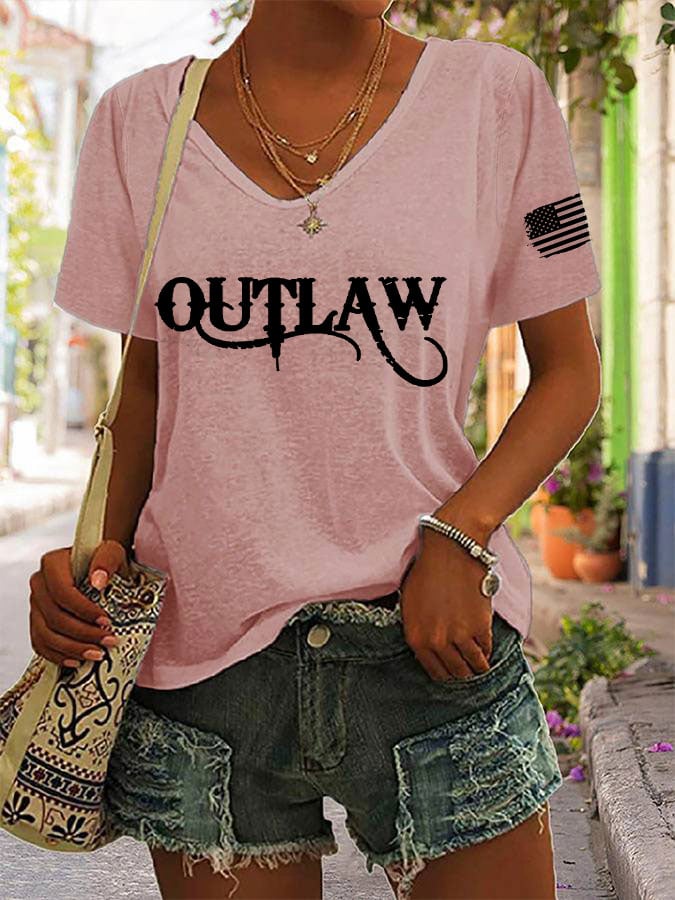 Women's  Outlaw Print Casual T-Shirt