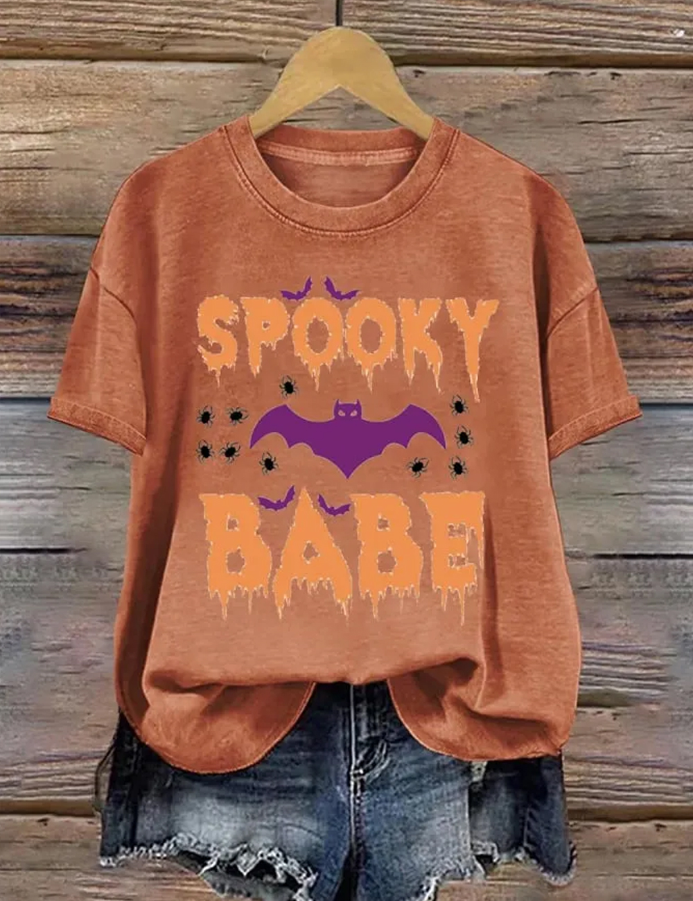Women's Halloween Bat Print Short-Sleeved T-shirt