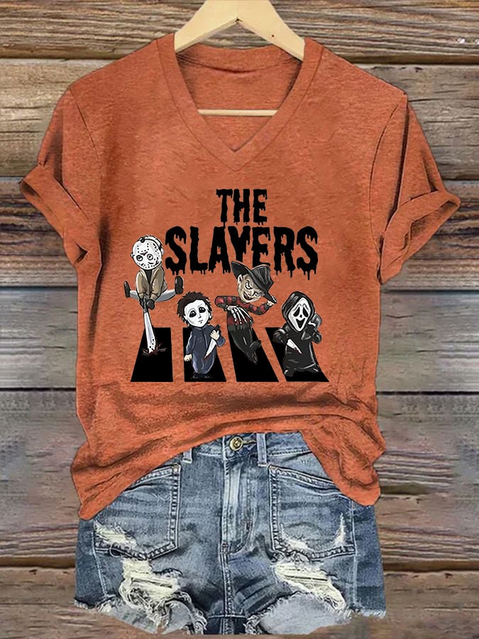 Women's The Slayers Horror Monster Killer Halloween Art Print T-shirt