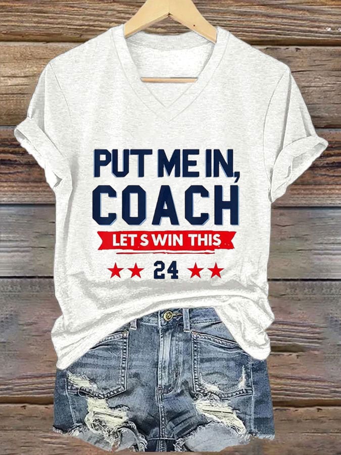 Women's Put Me In Coach Let‘s’ Win This Print Casual T-Shirt