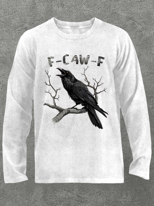 F-Caw-F Crow Cotton Blend Long Sleeve T-Shirt