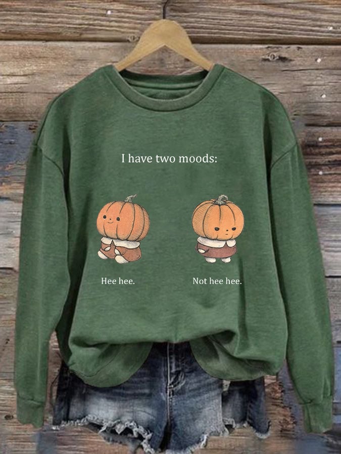 Women's Pumpkin Doll Print Casual Sweatshirt