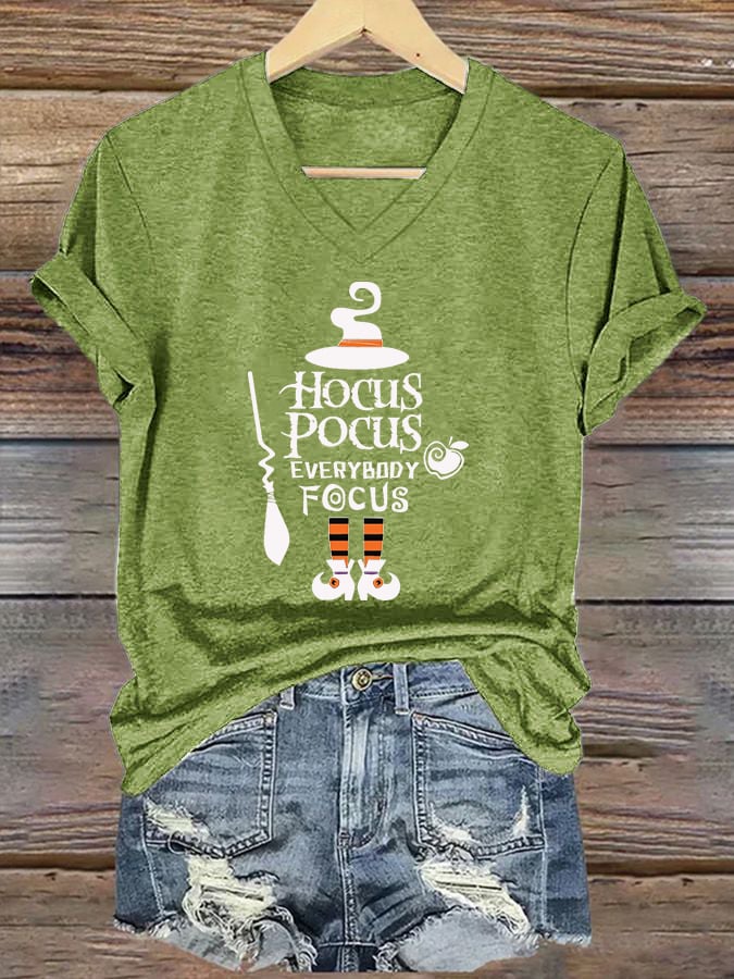 Women's Hocus Pocus Everybody Focus printed casual T-shirt