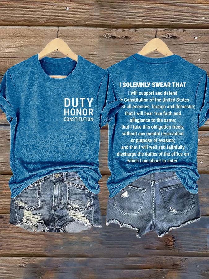 Retro Federal Employees Duty Honor Constitution Print T-Shirt