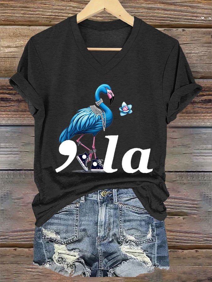 Women's Comma La Flamingo Print T-Shirt