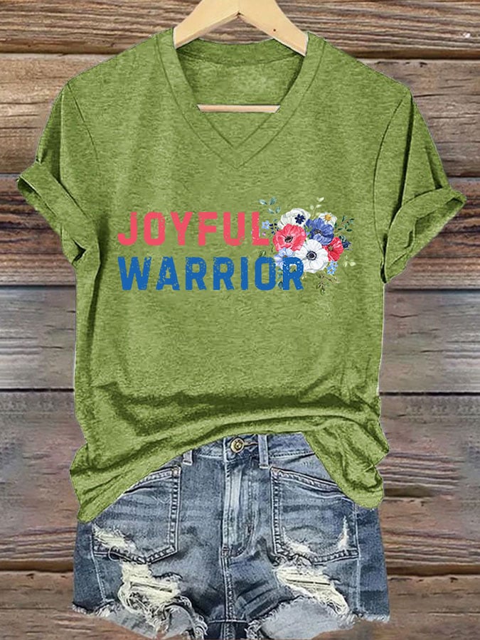 Women's Floral Joyful Warrior Print T-shirt