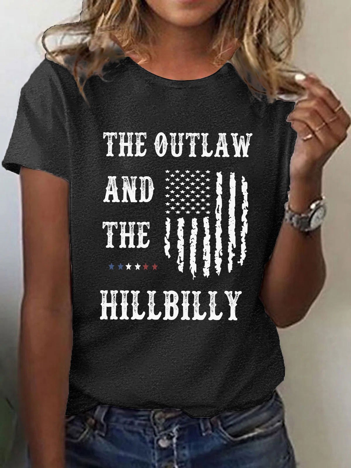 Women's The Outlaw and The Hillbilly Print Crew Neck T-Shirt