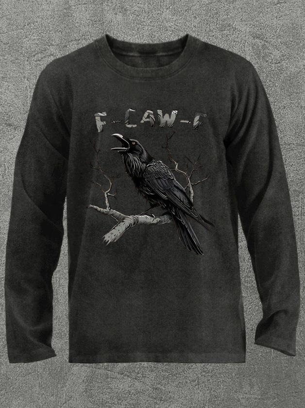 F-Caw-F Crow Cotton Blend Long Sleeve T-Shirt