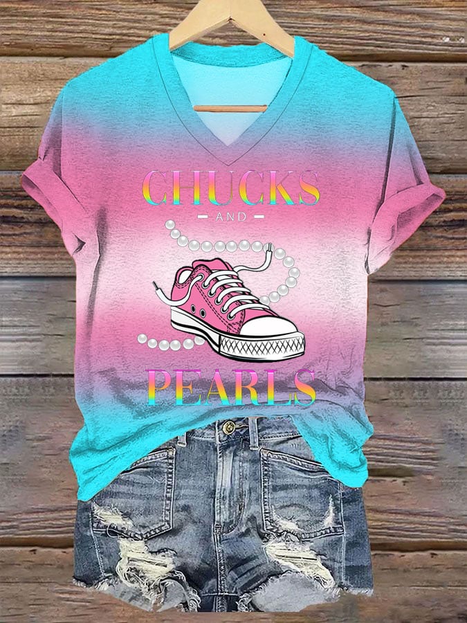 Women's Chucks&Pearls Print T-Shirt