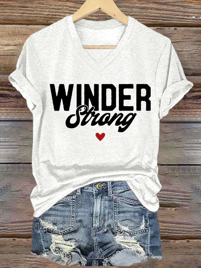 Women's Winder Strong Printed Casual V-Neck T-Shirt