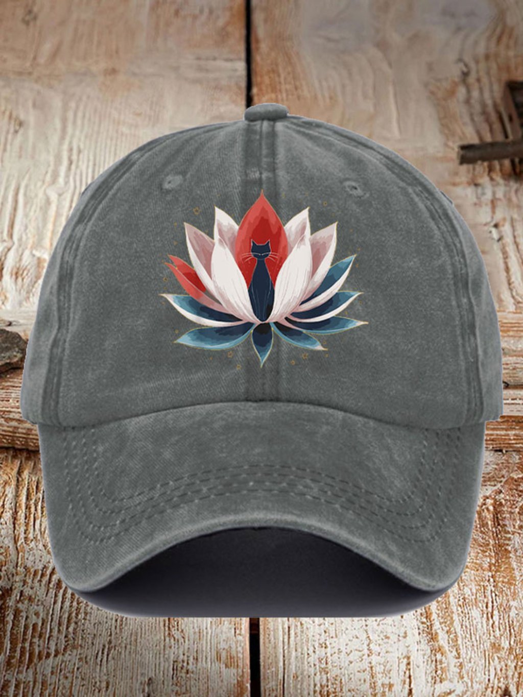 Unisex Lotus&Cat Printed Hat