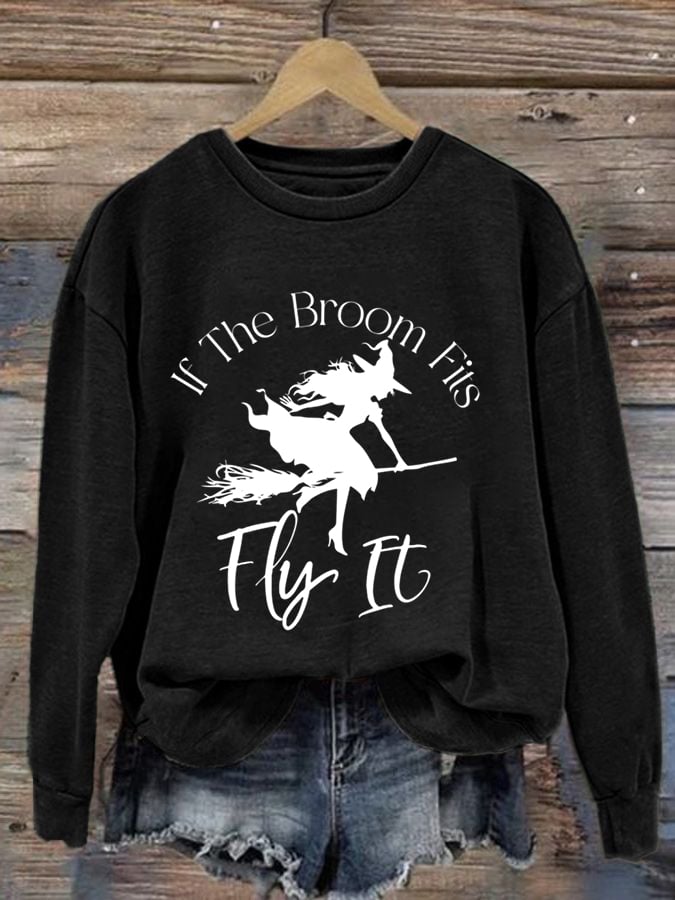 Women's Broom Riding Print Sweatshirt