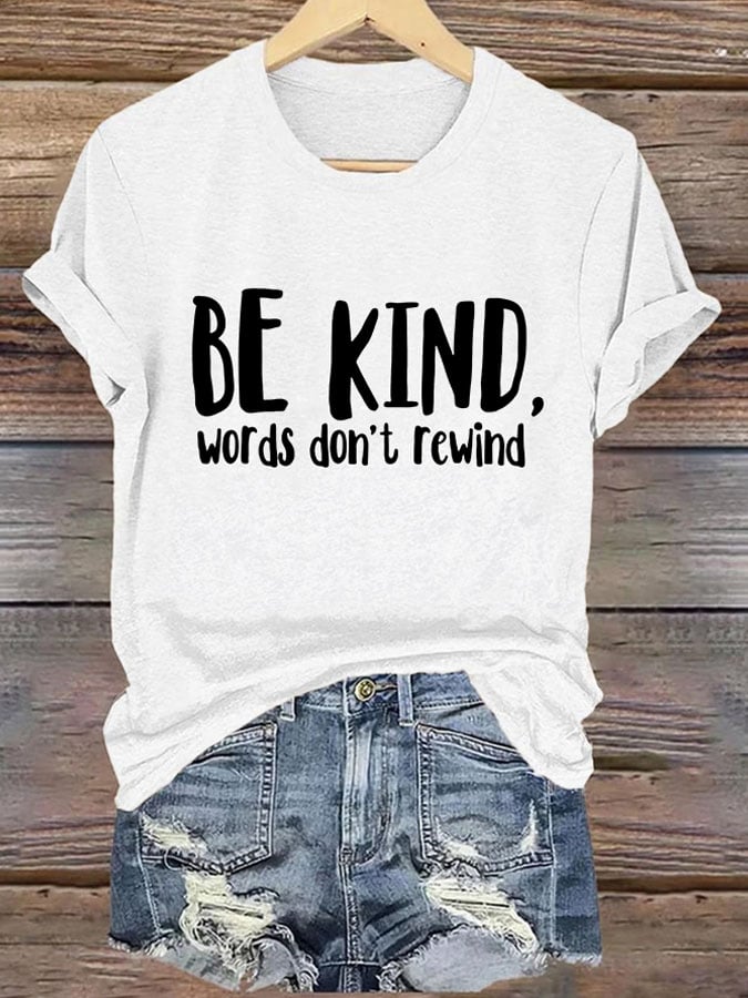 Retro Bullying Prevention Awareness Unity Day Be Kind Words Don't Rewind Print T-Shirt