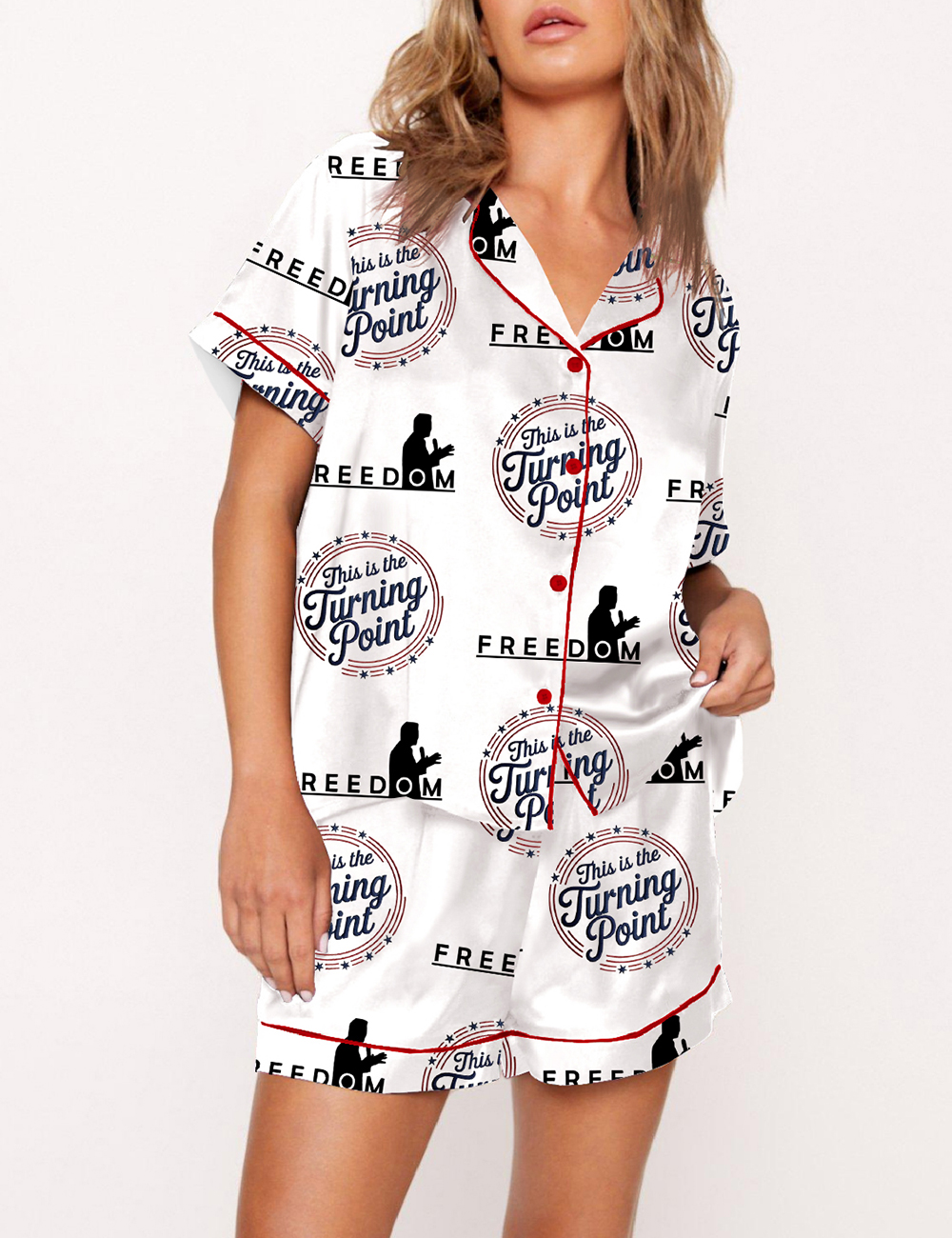 Women's This Is Turning Point USA Freedom Satin Pajama Set