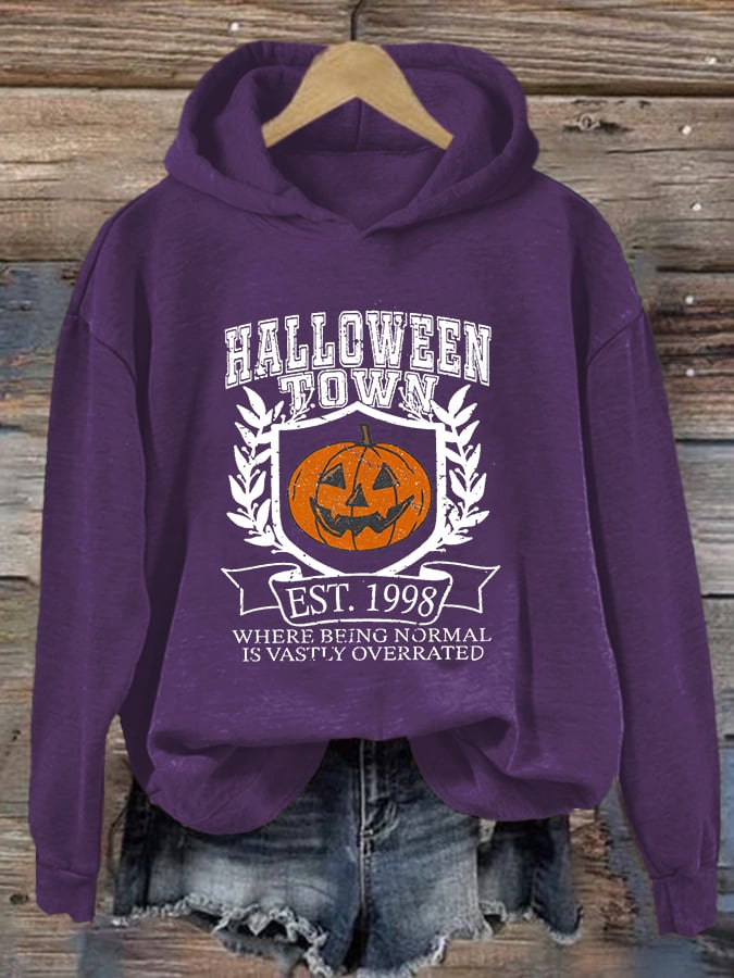 Women's Halloween Town Est 1998 Printed Casual Hoodie
