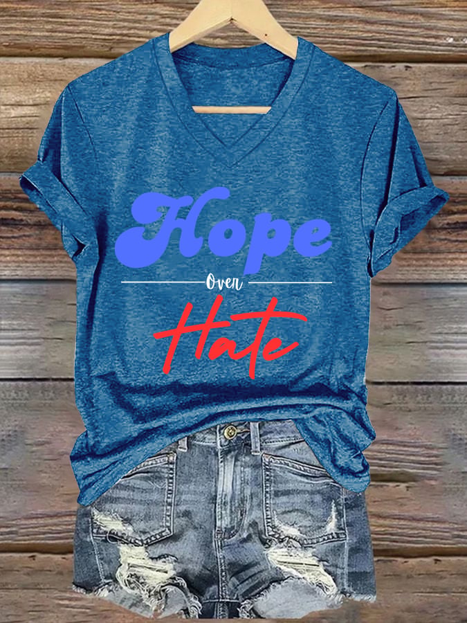 Women's Hope Over Hate Print V-Neck T-Shirt