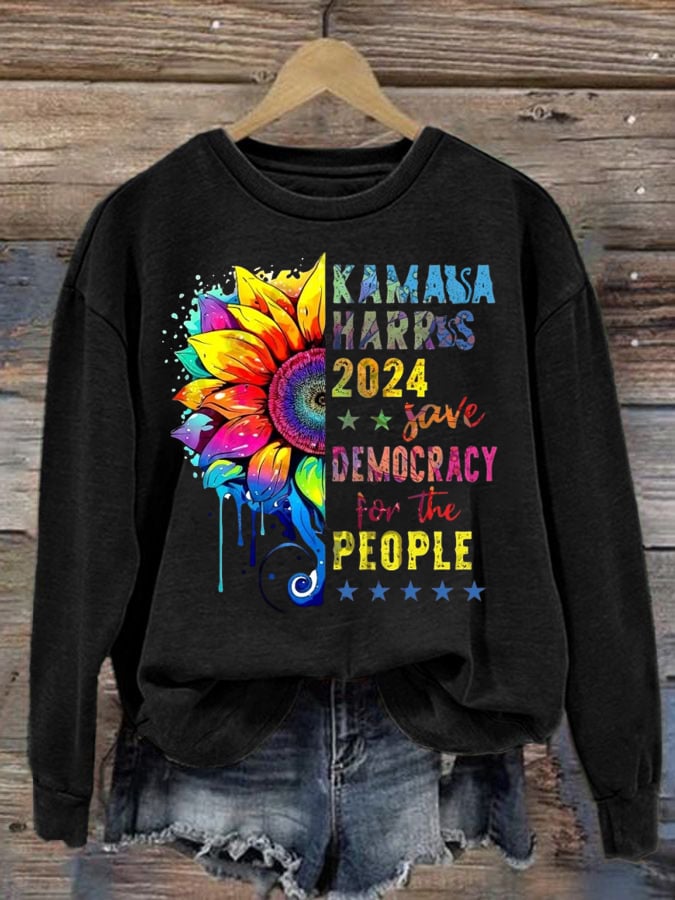 Women's 2024 Save Democracy For The People  Print Sweatshirt