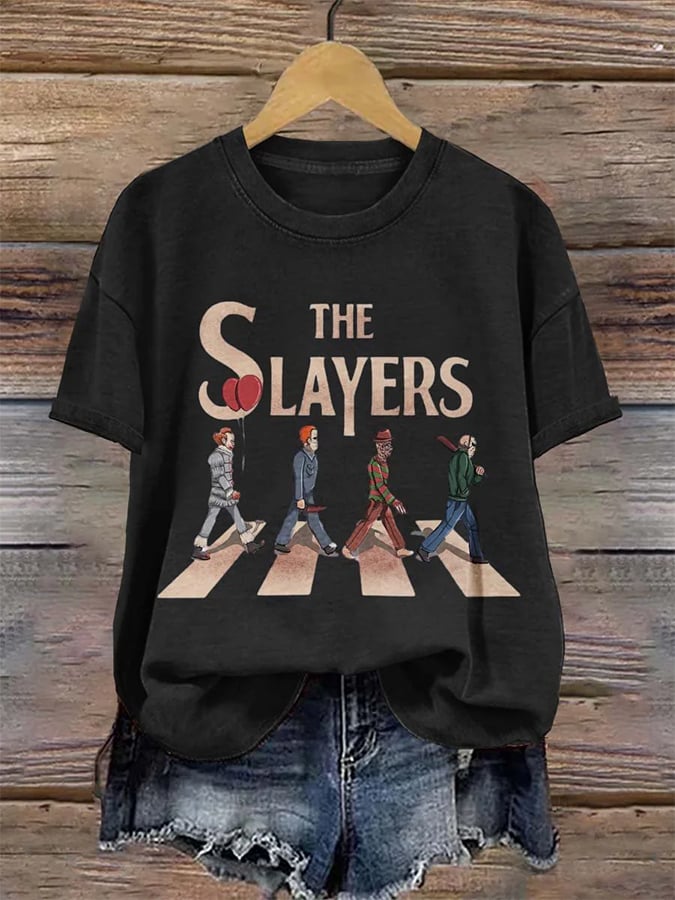 Women's The Slayers Horror Monster Killer Halloween Art Print T-shirt