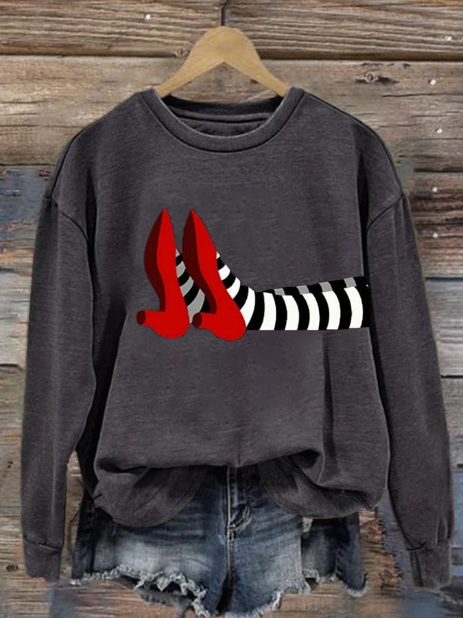 Women's Halloween Red Shoes  Print Sweatshirt