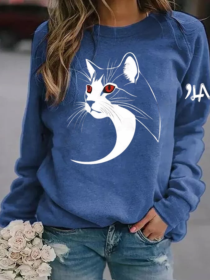 Women's  Cat Printed Casual Sweatshirt