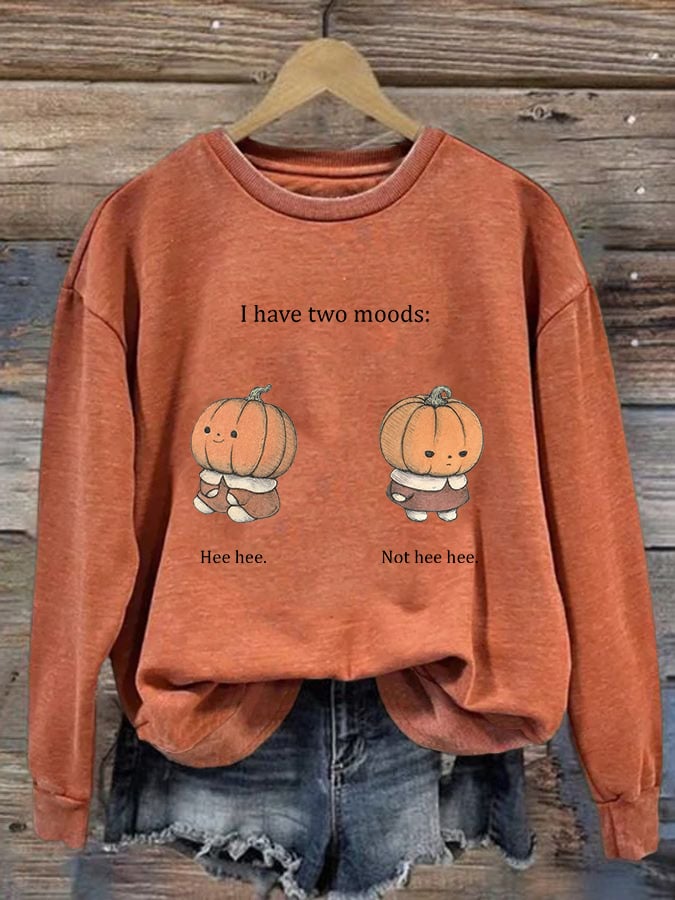 Women's Pumpkin Doll Print Casual Sweatshirt