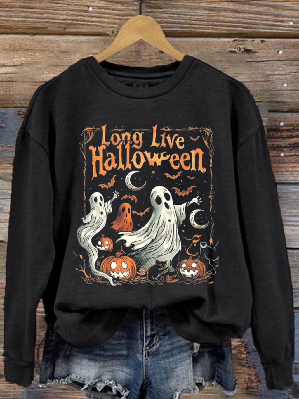 Women's Halloween Long Live Printed Sweatshirt