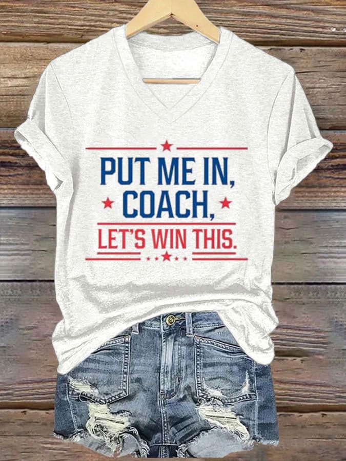 Women's Put Me In Coach Let‘s’ Win This Print Casual T-Shirt