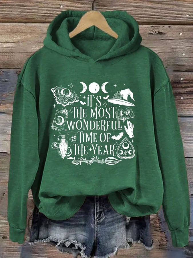Women's It's The Most Wonderful Time Of The Year Print Casual Hooded Sweatshirt