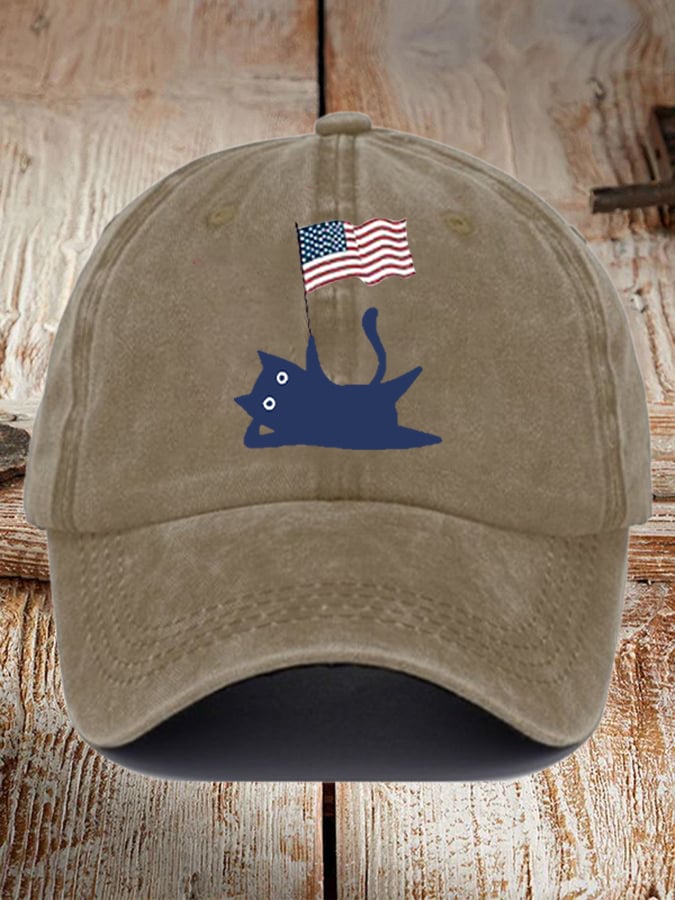 Unisex Cute Cat Flag Printed Hat