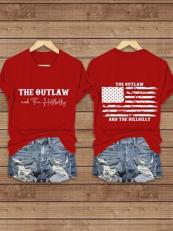Women's I’m With The Outlaw And The Hillbilly Printed Crew Neck T-Shirt
