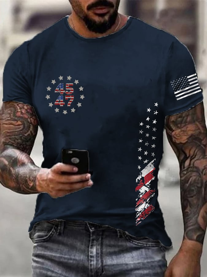 Men's Flag 45-47 100% Cotton Short Sleeve T-Shirt