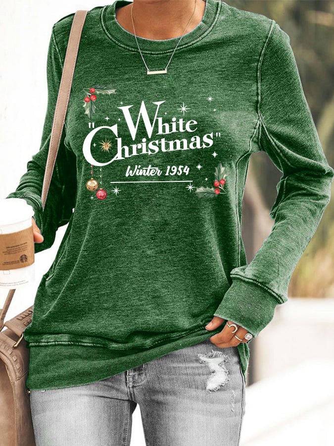 Women's White Christmas Print Casaul Sweatshirt