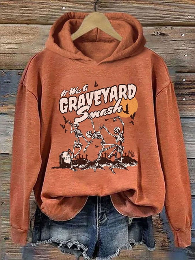 Women's Halloween Skeleton Print Hoodie