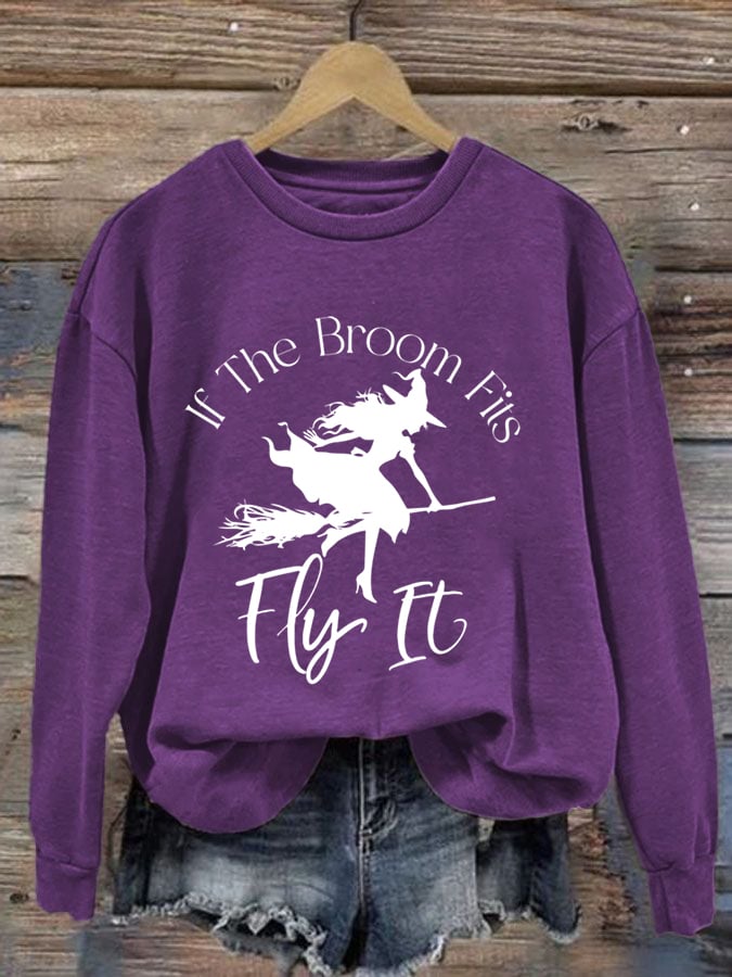 Women's Broom Riding Print Sweatshirt