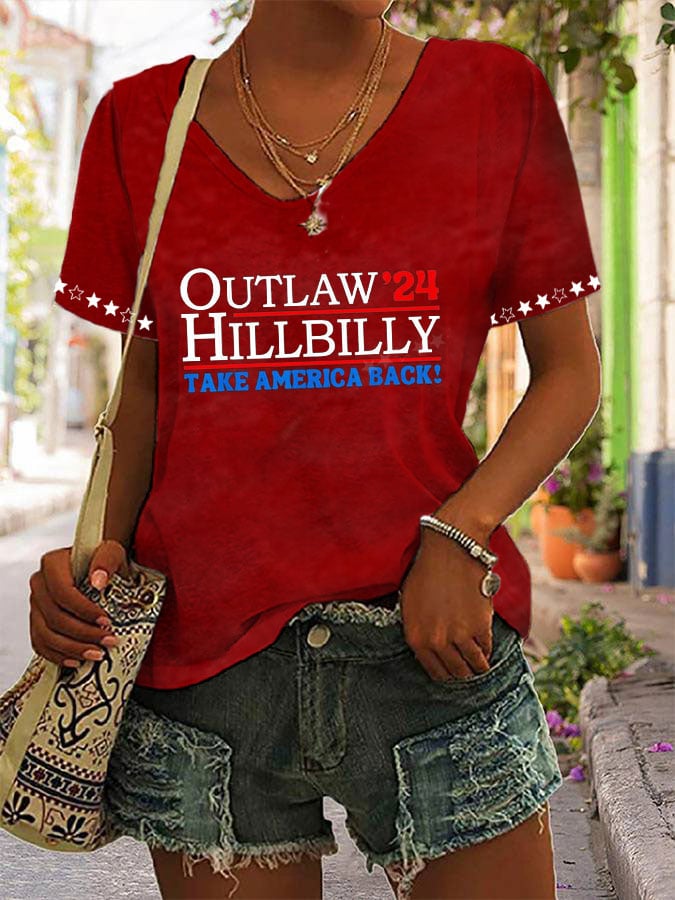 Women's  Outlaw 24 Hillbilly  Print Casual T-Shirt