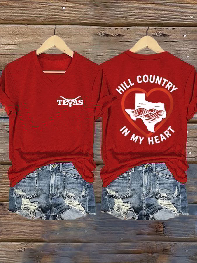 Women's Texas Flooding Print Casual T-Shirt